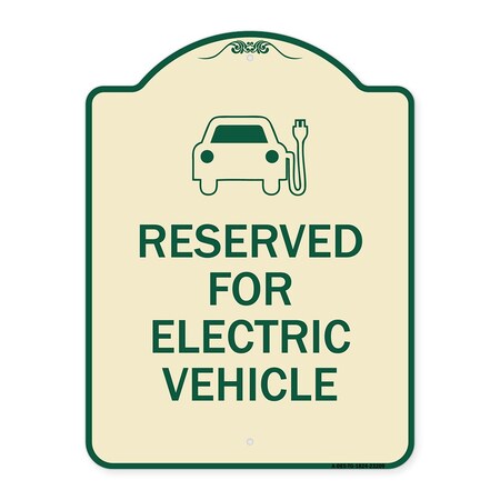 Signmission Reserved for Electric Vehicle W/ Graphic Heavy-Gauge Aluminum Sign, 24" x 18", TG-1824-23209 A-DES-TG-1824-23209